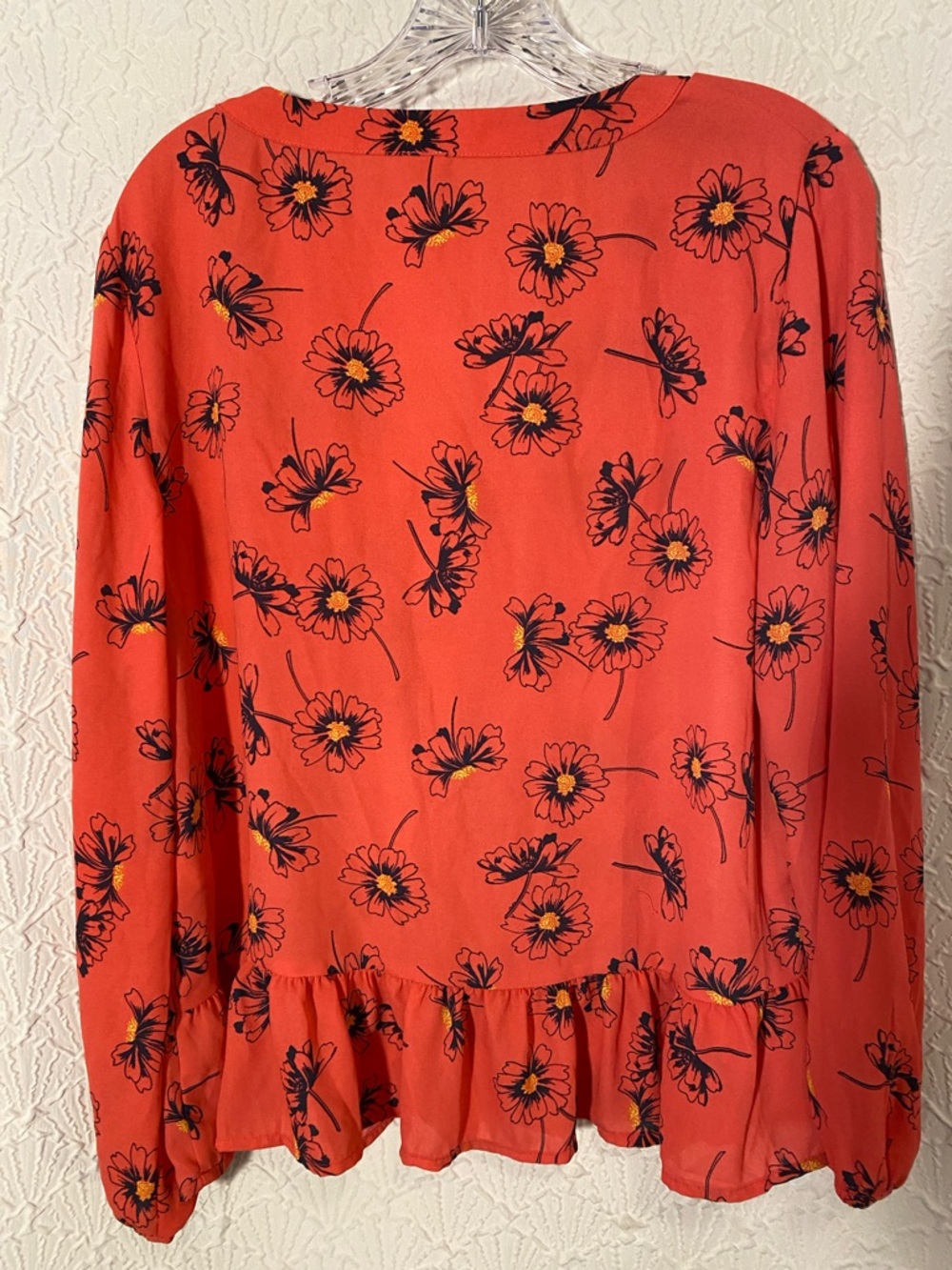 GAP Coral Floral V-Neck Peplum Blouse - Picture 7 of 8